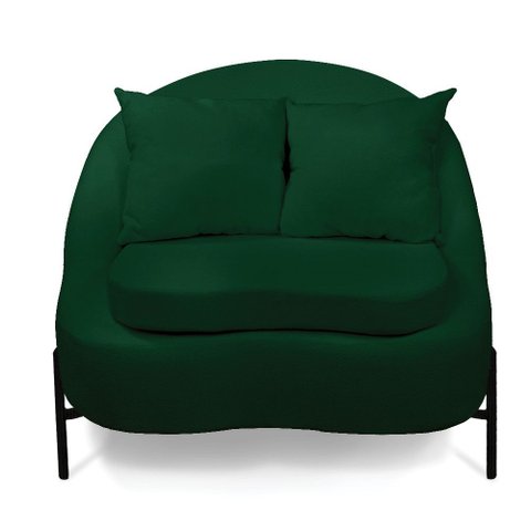 Poltrona Decorativa Orgânica Pé de Metal Preto Zaya Bouclê Verde C05 - D’Rossi