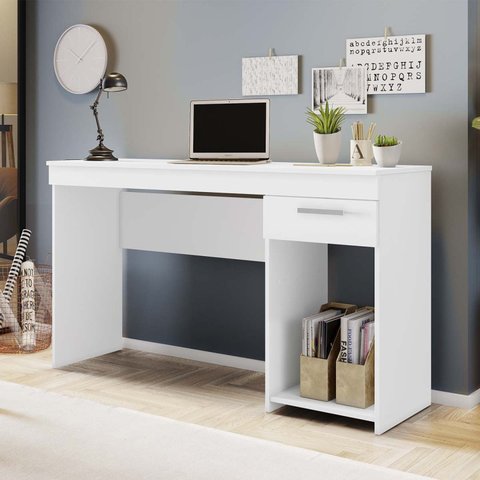 Escrivaninha Mesa Escritório Office NT 2070 1 Gaveta 108cm Branco New