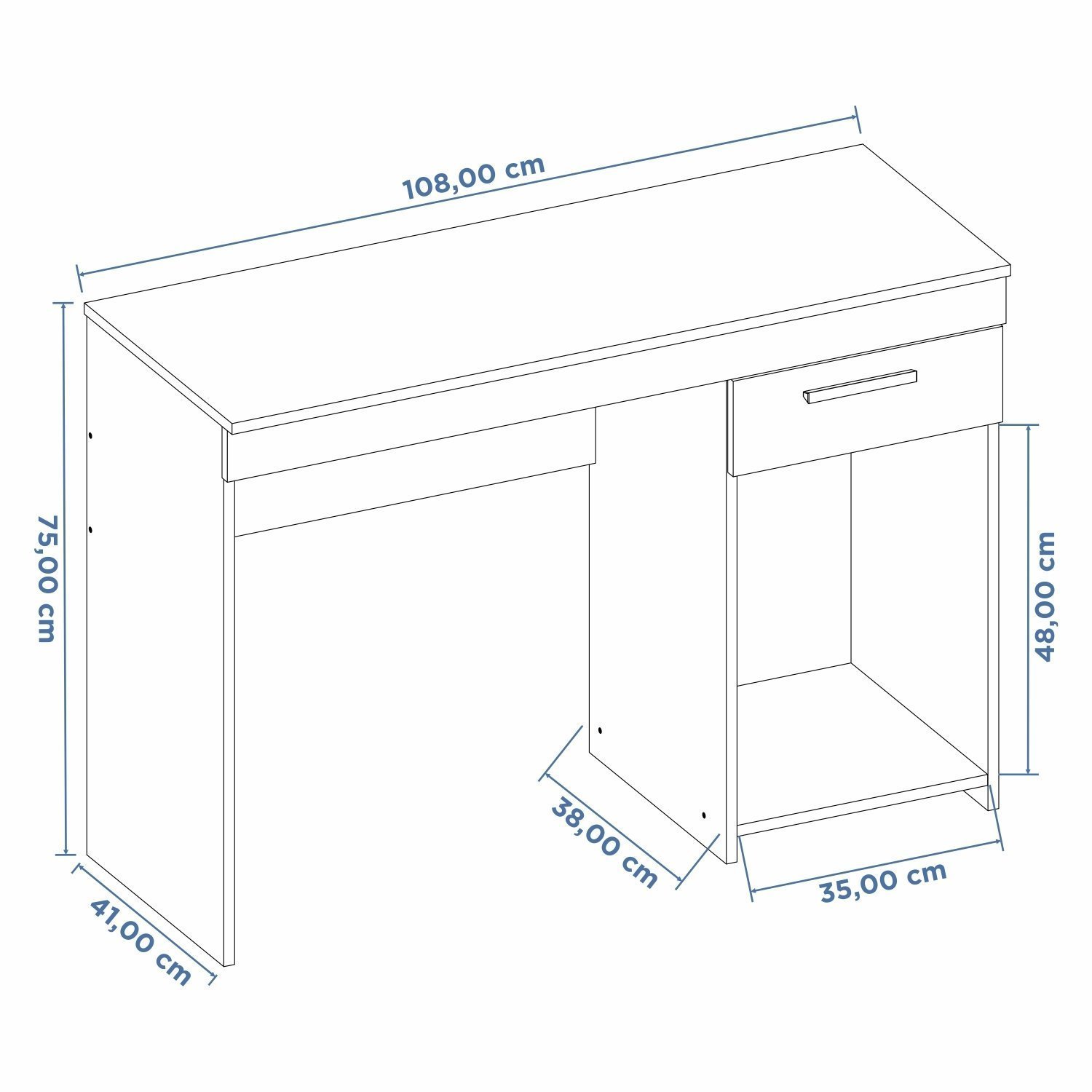 Mesa de Escritório 108cm 1 Gaveta Office NT 2070  - 3