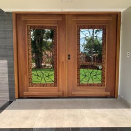 Porta Dupla Madeira Maciça/ferro Completa 166x213x16cm Cedro Rosa - 5
