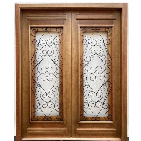 Porta Dupla Madeira Maciça/ferro Completa 186x213x14cm Cedro Rosa Ambos os Lados