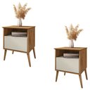 Ver imagem 1 de Mesa de Cabeceira Kit 2 45cm 1 Gaveta Caribe B02 Naturalle/off White - Mpozenato