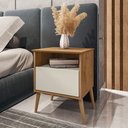 Ver imagem 2 de Mesa de Cabeceira Kit 2 45cm 1 Gaveta Caribe B02 Naturalle/off White - Mpozenato