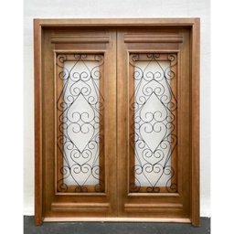 Porta Dupla Madeira Maciça/ferro Completa 186x213x16cm Cedro Rosa - 5