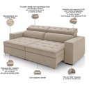 Ver imagem 4 de Sofá Retrátil Reclinável para Sala de Estar Living 290cm Clara M03 Veludo Bege - Lyam Decor
