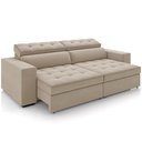 Ver imagem 1 de Sofá Retrátil Reclinável para Sala de Estar Living 290cm Clara M03 Veludo Bege - Lyam Decor