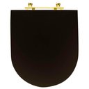 Ver mais imagens de Assento Sanitário Poliéster Luxo Carrara Marrom Fosco para Vaso Deca com Ferragem Dourada