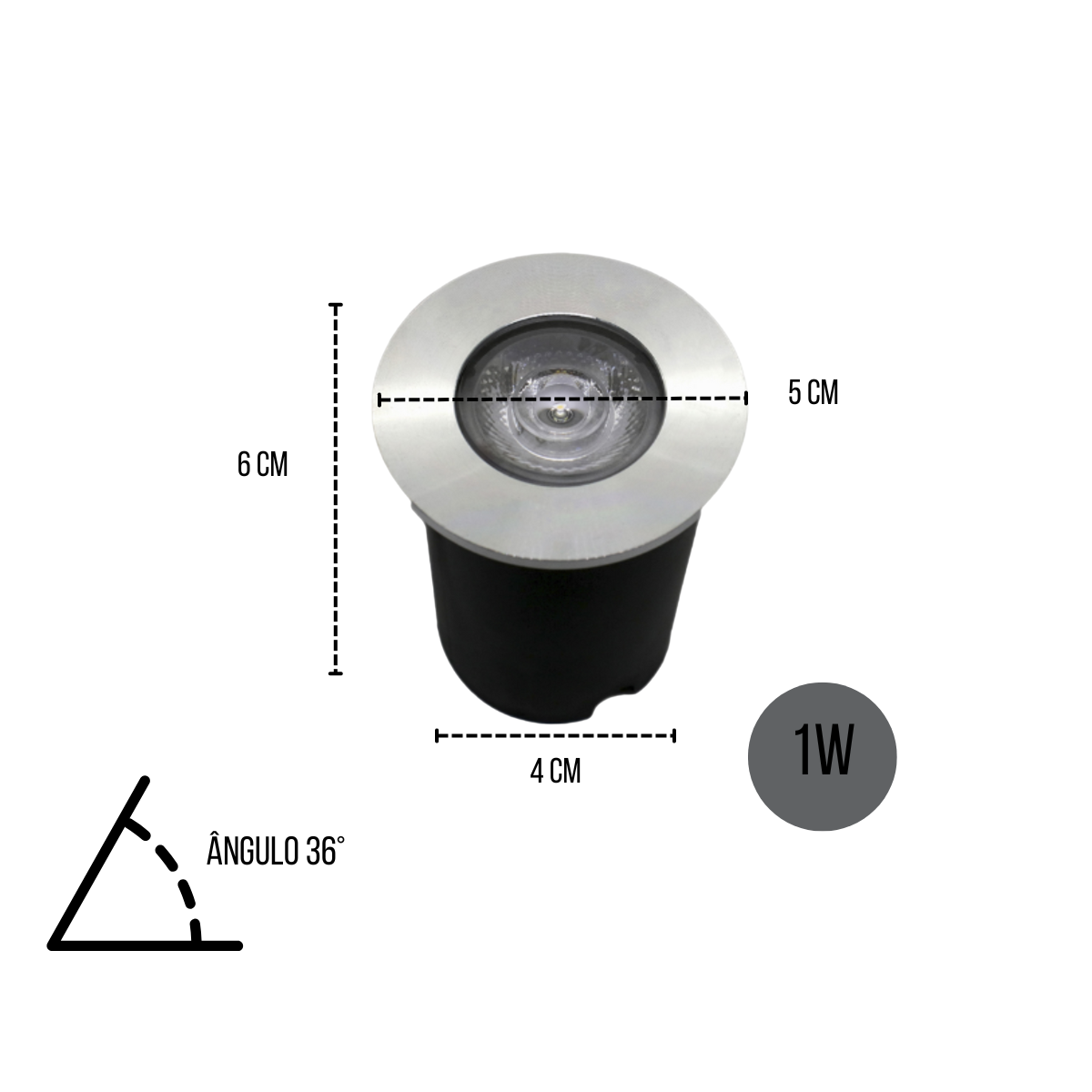 Kit 4 Balizadores Spot Led Smd em Pvc de 1w Luz Branco Frio ou Quente de Embutir em Piso Chão Solo G - 2