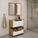 Ver imagem 3 de Armário de Banheiro 60 cm 1 Gaveta 2 Portas com Espelho BN3692 Amêndoa - Tecno Mobili