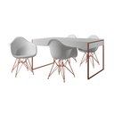 Ver imagem 2 de Mesa Jantar Industrial Filadélfia Branca 137x90cm com 4 Poltronas Eames Eiffel Brancas Base Cobre