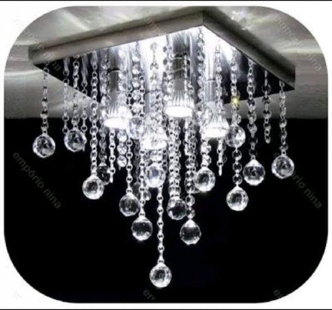 Lustre para Cozinha, Sala, Quarto, Hall em Cristal Base 30x30:30cm