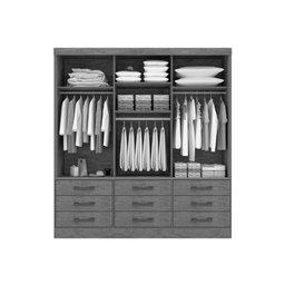 Guarda Roupa Casal 3 Portas Correr e Espelho 6 Gavetas Meridian – Cinamomo/off White - 2