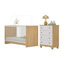Ver imagem 2 de Berço 3 em 1 para Colchão 130x60cm com Cômoda 4 Gavetas Luna Multimóveis Mp4746 Madeirado/branco