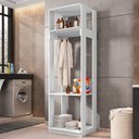 Ver imagem 2 de Módulo Guarda Roupa Closet 58cm Com Prateleiras Titan Branco Velluto - Móveis Leão