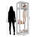 Ver imagem 4 de Módulo Guarda Roupa Closet 58cm Com Prateleiras Titan Branco Velluto - Móveis Leão