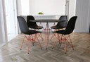 Ver imagem 1 de Conjunto Sala de Jantar Eames de Ferro Cobre Tampo Redondo 110cm Preto 4 Cadeiras Preto