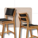 Ver imagem 5 de Conjunto Mesa Bistrô Ballare Tampo Redondo e 4 Banquetas Eva Linho Preto/imbuia Nat/cinam. Imbuia