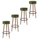 Ver imagem 1 de Kit 04 Banquetas Cozinha Londres Estofada D-33 com Pés de Madeira Couríssimo Verde - Desk Design