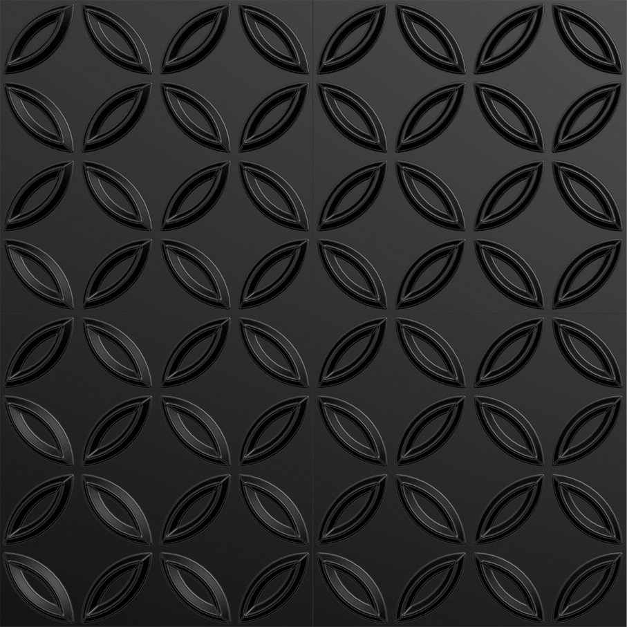 KIT 4 Placas 3D PVC Preto Decoração Revestimento de Parede e Teto (1m²) - CIRCLES