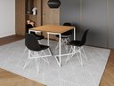 Ver imagem 1 de Mesa Industrial Base Ferro Branco em V Tampo 90x90 Canela 4 Cadeiras Eames Ferro Assento Preto