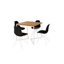 Ver imagem 2 de Mesa Industrial Base Ferro Branco em V Tampo 90x90 Canela 4 Cadeiras Eames Ferro Assento Preto