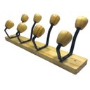 Ver imagem 1 de Cabide de madeira para parede ou porta 4 ganchos Natural