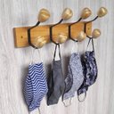 Ver imagem 2 de Cabide de madeira para parede ou porta 4 ganchos Natural