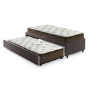 Ver imagem 1 de Bicama Box Solteiro Courino Linho Marrom 88x188 com Dois Colchões Molas Ensacadas Comfy Ecoflex