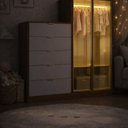 Ver imagem 4 de Comoda Infantil 5 Gavetas 2 Portas Reflecta Laranja/Tauari Ambar/Off White