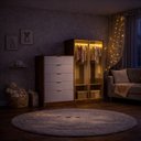 Ver imagem 4 de Comoda Infantil 5 Gavetas 2 Portas Reflecta Laranja/Tauari Ambar/Off White