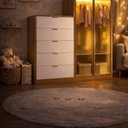 Ver imagem 5 de Comoda Infantil 5 Gavetas 2 Portas Reflecta Laranja/Tauari Ambar/Off White