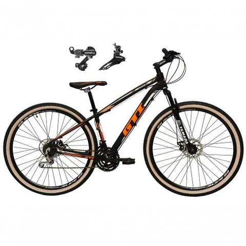 Bicicleta Aro 29 Gti Roma Alumínio 21v Câmbios Shimano Freio a Disco C- Pneu Faixa Bege Preto-