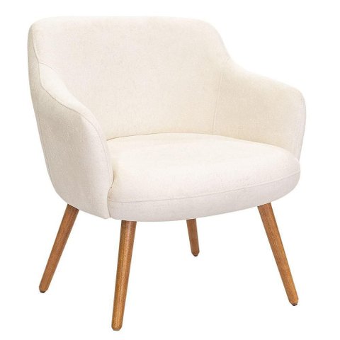 Poltrona Decorativa Jade Pés Palito Castanho Bouclé Off White - Nexta Casa
