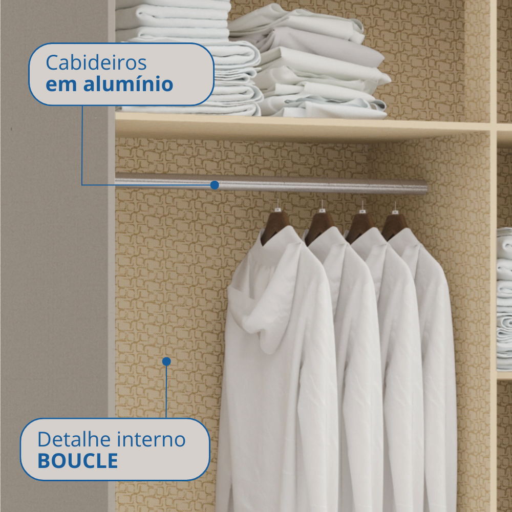 Guarda Roupa Casal Modulado 3 Peças 8 Portas 3 Gavetas Wood  - 20