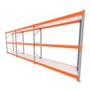 Ver imagem 1 de Mini Porta Pallet 200 Kg por Nivel Inicial +2 Continuação com 3 Niveis Laranja com Mdf Branco
