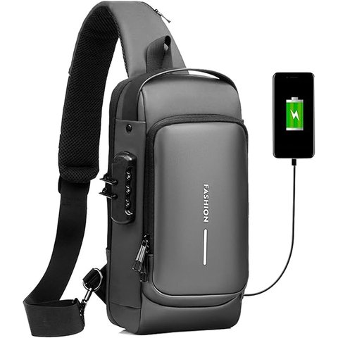 Pochet Masculina com Cadeado À Prova D'água Anti-roubo Preta