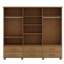 Ver imagem 2 de Conjunto Quarto Ouro: Guarda-roupa 6 Portas, Cama Casal, Cômoda Sapateira e 2 Mesas Cabeceiras Freij