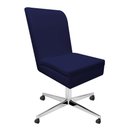 Ver imagem 4 de Cadeira Ana Giratória Metal Com Rodízio Suede Azul Marinho E Corino Marrom