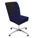 Ver imagem 5 de Cadeira Ana Giratória Metal Com Rodízio Suede Azul Marinho E Corino Marrom
