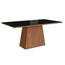 Ver imagem 1 de Mesa para Sala de Jantar 160x90cm com Vidro Lapidado Preto/Canela