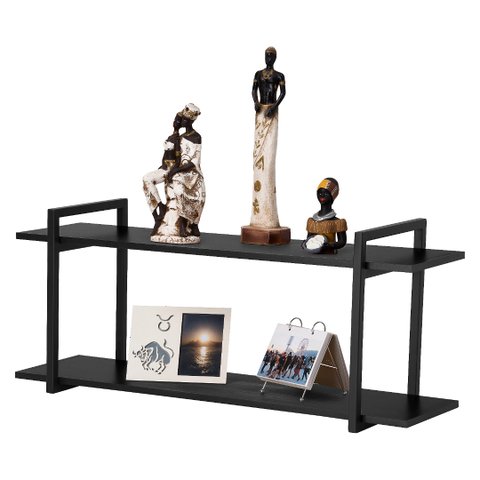 Nicho Sala e Quarto Preto Com Prateleiras Preto 120cm