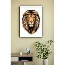Ver imagem 2 de Quadro Decorativo Leão Dourado Aquarela - 70x50cm:moldura Branca