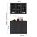 Ver imagem 3 de Cozinha Modulada 2 Peças Balcão com Tampo e Armário Aéreo com Vidro 100% MDF com Rodapé Bari