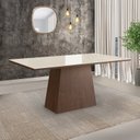 Ver imagem 2 de Mesa para Sala de Jantar 160x90cm com Vidro Lapidado Off White/Tabaco