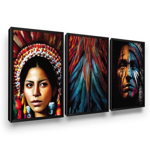 Quadros Indígenas Cultura Brasileira Índia Penas