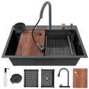 Ver imagem 1 de Cuba Goumert Cozinha Pia Cascata Torneira Luxo Completa Inox Lavador Copo Dispenser Temperatura Ajut