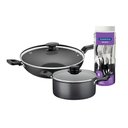 Ver imagem 1 de Caçarola Turim Alumínio Antiaderente 2,8l + Faqueiro Ipanema 30pc + Wok Loreto 3,3l - Tramontina