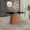 Ver imagem 2 de Mesa para Sala de Jantar 120x90cm com Vidro Lapidado Preto/Canela