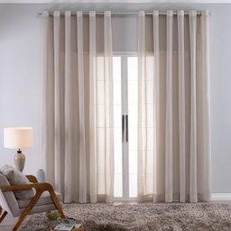 Cortina Linho de Gaze Bege 280x170cm Sala Quarto Janela Fastlar Cortina para Varão - 1