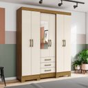 Ver imagem 1 de Guarda Roupa Casal 6 Portas 3 Gavetas Mentor Bege/Nature/Off White